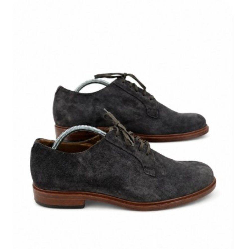 Vince Mens 10.5 Boerum Suede Graphite Grey Almond Toe Tie Dress Shoes